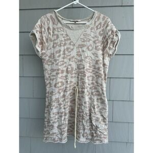 Rebecca Taylor XS French Terry Animal Print Drawstring Casual‎ Dress
